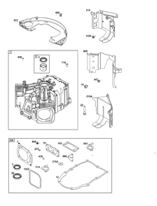 Cylinder Group Diagram and Parts List for 385777-0009-B5  Briggs and Stratton Engine